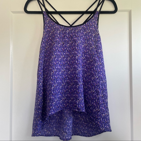 H8 I Printed Sleeveless Top with Cross Back Detail - Picture 1 of 7